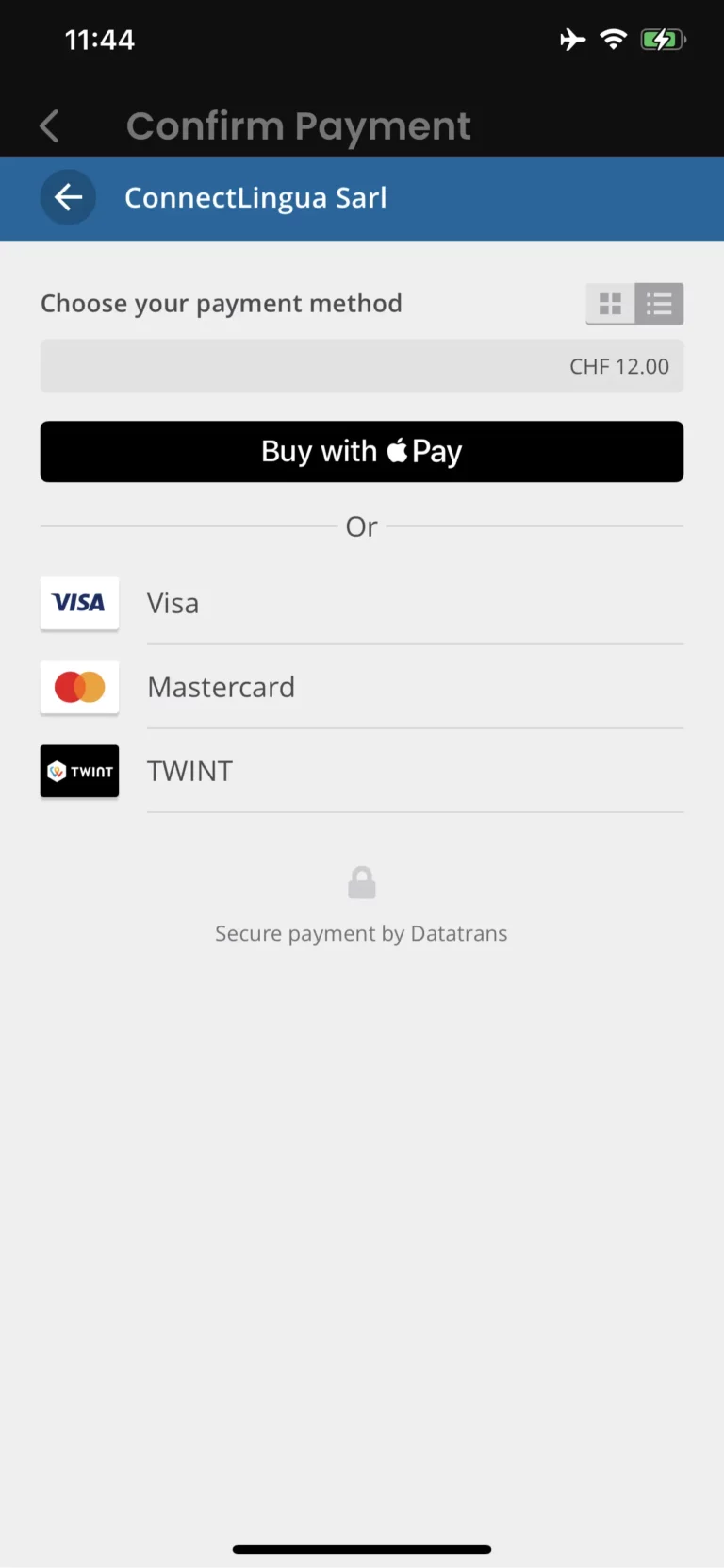 Secure Datatrans checkout