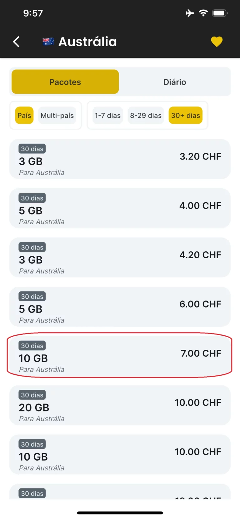 Selecionar eSIM
