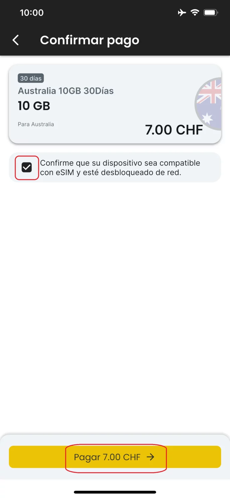 Aceptar los términos y condiciones y proceder al pago