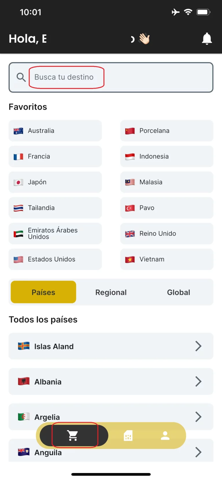 Buscar destino