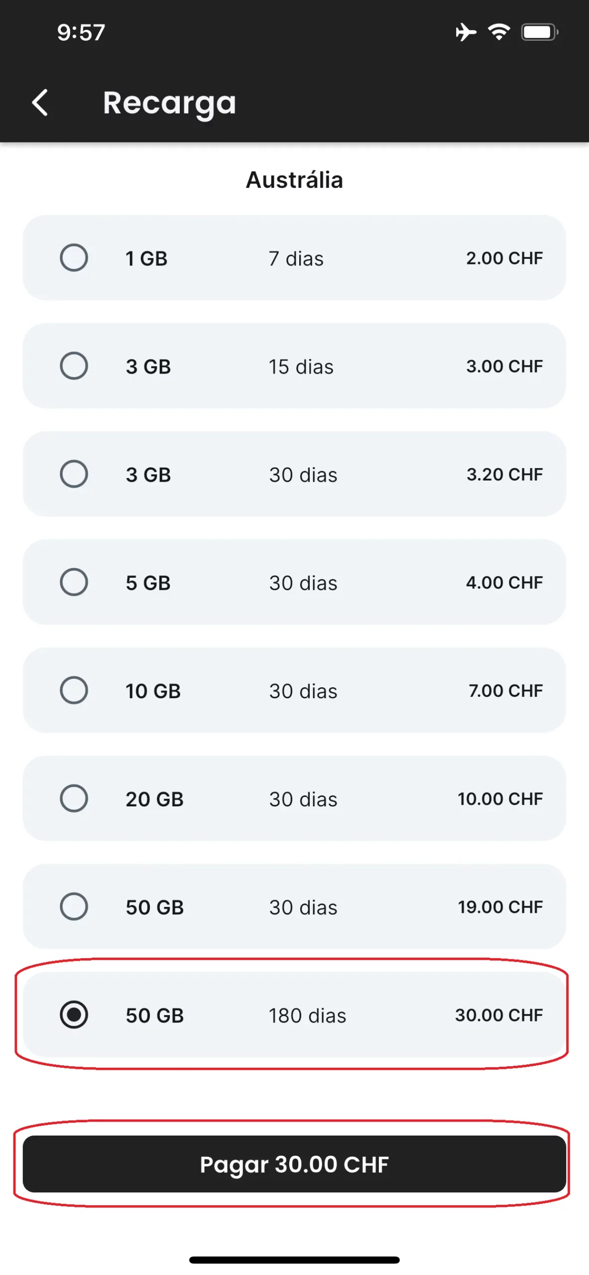Selecionar o montante de carregamento