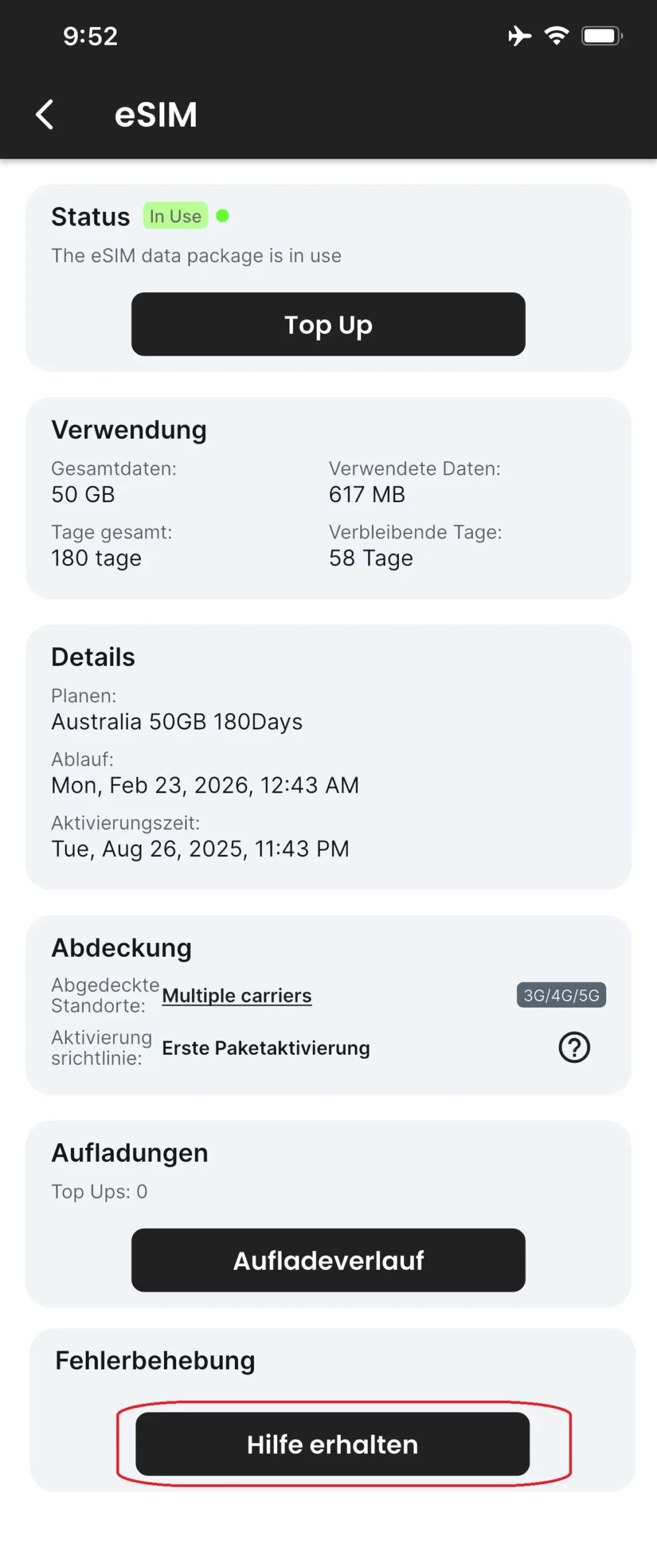 Klicken Sie auf „Hilfe anfordern“.